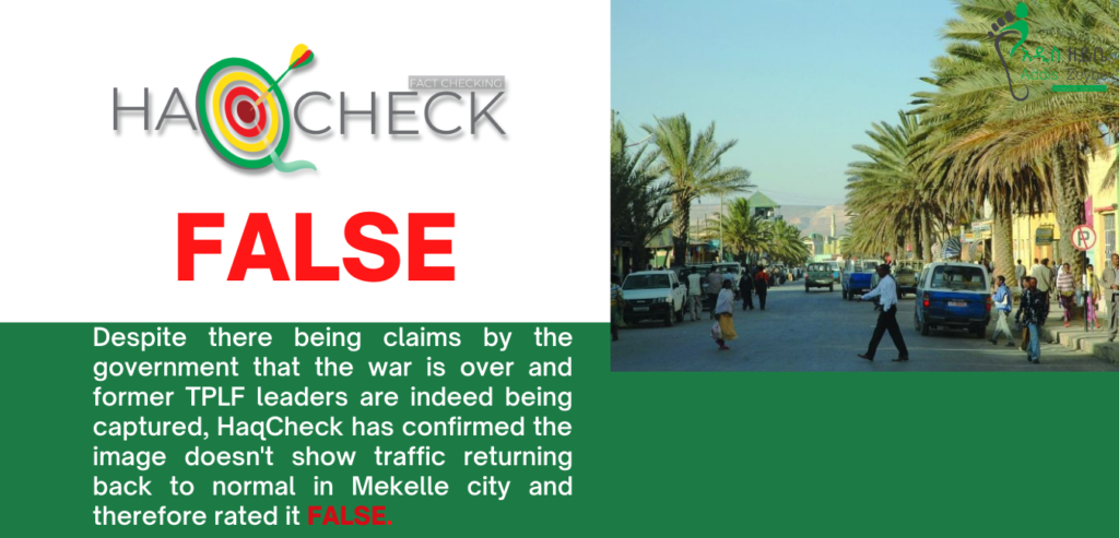 Does the image show traffic being back to normal in Mekelle city?