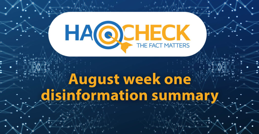 Weekly summary: August week one